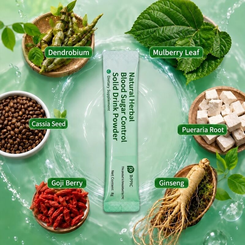 Baisfu Natural Herbal Blood Sugar Control Solid Drink Powder Mulberry Leaf Kudzu Root Ginseng Goji Berry Cassia Seed for Healthy Glucose Support